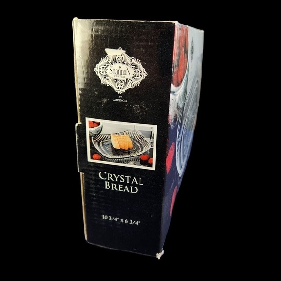 Godinger Lead Crystal Bread Serving Tray Shannon Clear Glass Food Buffet New - Picture 5 of 10